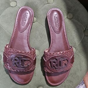 Lauren Ralph Lauren Brown Slide Sandals